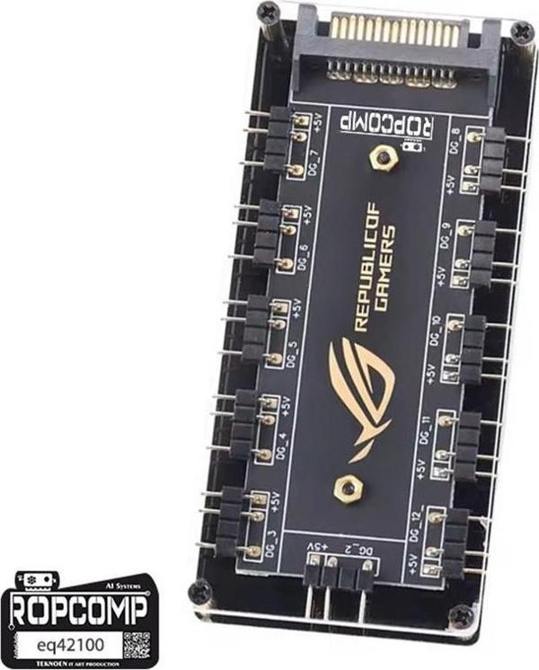 Ropcomp ARGB HUB 11 Port 5V 3-Pin ARGB ve Fan HUB - Image 1
