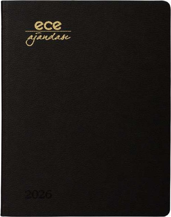 ECE AJANDASI ALAÇATI 2026 Siyah - Haftalık 110gr. İthal Kağıt Lastikli 18,5x23,5 - Image 1