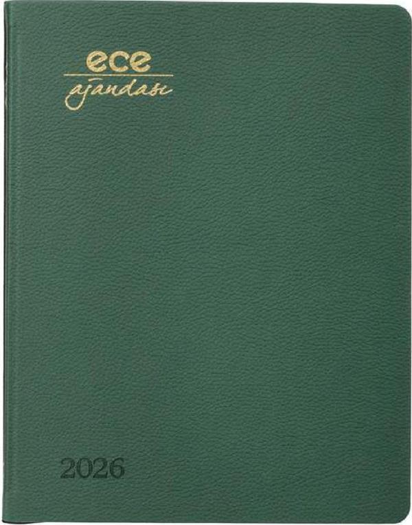 ECE AJANDASI ALAÇATI 2026 Yeşil - Haftalık 110gr. İthal Kağıt Lastikli 18,5x23,5 - Image 1