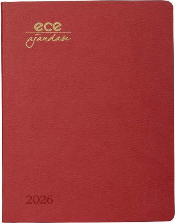 ECE AJANDASI ALAÇATI 2026 Kırmızı - Haftalık 110gr. İthal Kağıt Lastikli 18,5x23,5 - Image 1