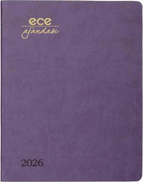 ECE AJANDASI ALAÇATI 2026 Mor - Haftalık 110gr. İthal Kağıt Lastikli 18,5x23,5 - Image 1