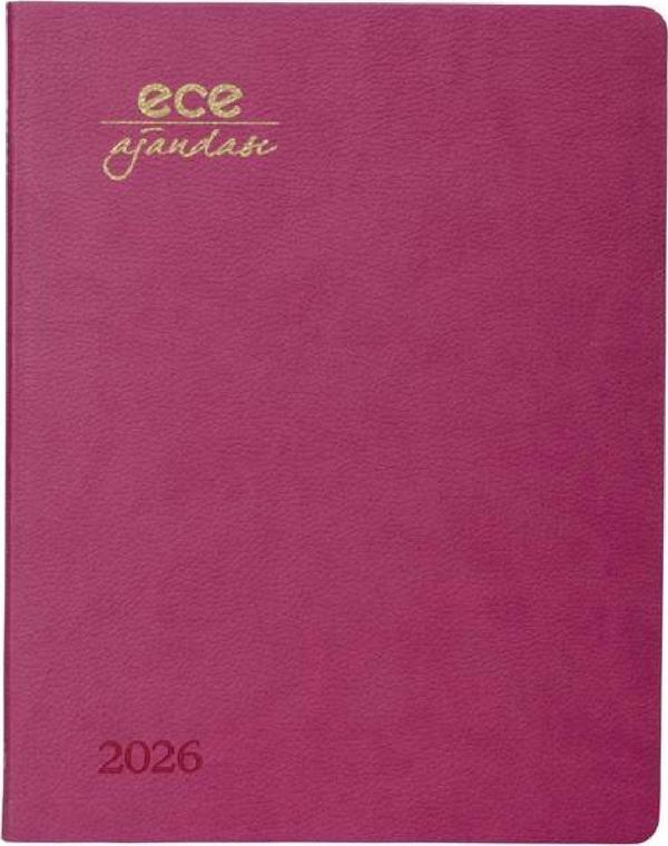 ECE AJANDASI ALAÇATI 2026 Koyu Pembe - Haftalık 110gr. İthal Kağıt Lastikli 18,5x23,5 - Image 1