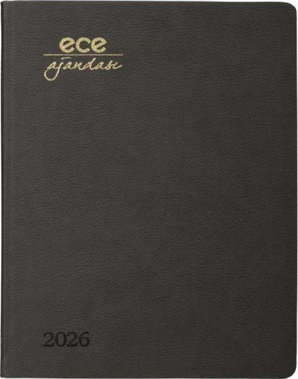 ECE AJANDASI ALAÇATI 2026 Koyu Gri - Haftalık 110gr. İthal Kağıt Lastikli 18,5x23,5 - Image 1