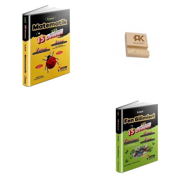 Aydın LGS 8. Sınıf Matematik (15) ve Fen Bilimleri (15) Denemeleri + Telefon Standı - Aydın Yayınları - Image 1