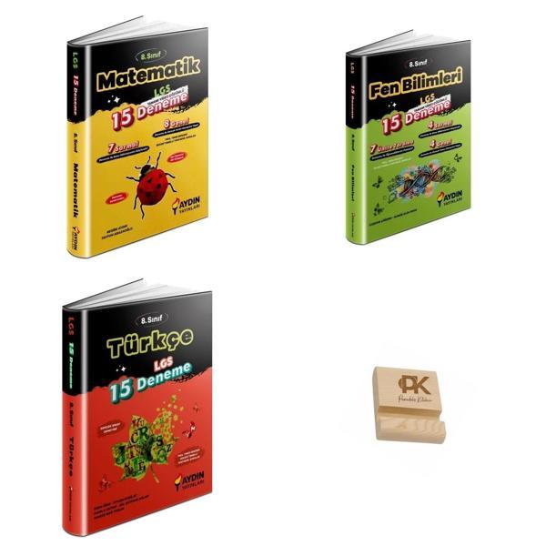 Aydın LGS 8. Sınıf Matematik (15li) Fen Bilimleri (15li) ve Türkçe (15li) Denemeleri 3lü Set  - Aydın Yayınları - Image 1