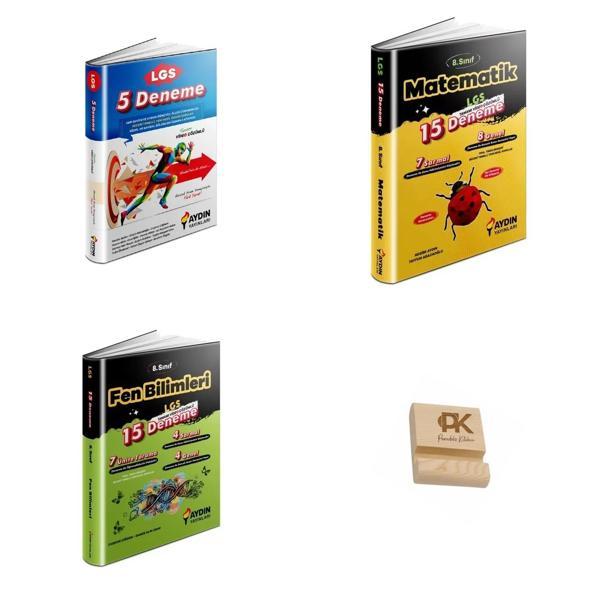 Aydın LGS 8. Sınıf Tüm Dersler 5li Deneme Matematik ve Fen Bilimleri 15li Deneme 3lü Set - Aydın Yayınları - Image 1