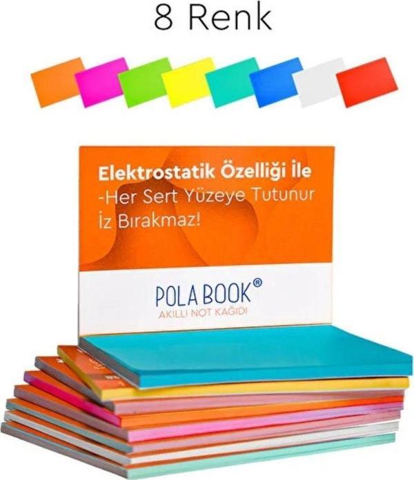 Elektrostatik Yapışkanlı Akıllı Not Kağıdı Seti 7x10 cm – 50 Sayfa Pratik Ofis Not Defteri 8 Renk - Image 1