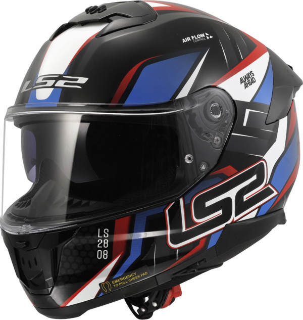LS2 STREAM 2 TINUX KAPALI KASK MAT SİYAH MAVİ KIRMIZI BEYAZ - Image 1