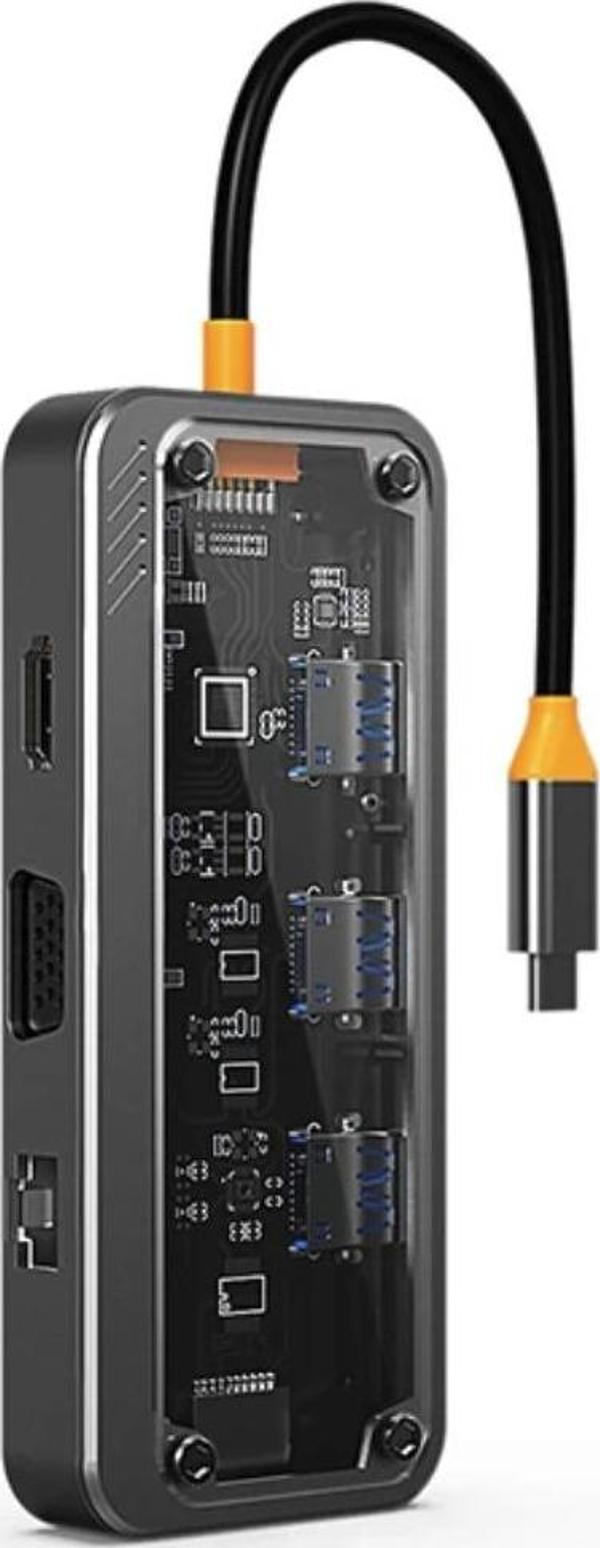 Turbo 100w Type-c Hdmı Ethernet Vga 3.5mm Jack Sd kart çevirici okuyucu dönüştürücü ipad macbook - Image 1