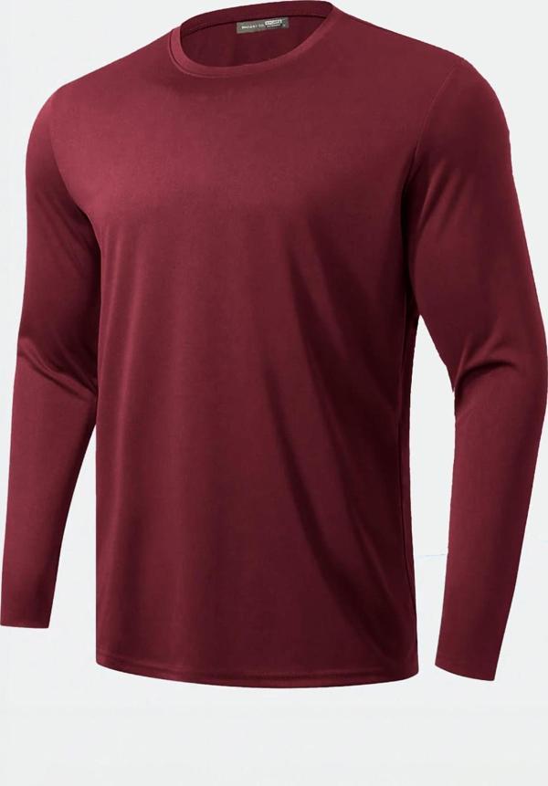 Ghassy Co. Erkek %100 Pamuklu Likralı Esnek Spor Koşu Günlük Antrenman Uzun Kollu Penye T-shirt - Image 1