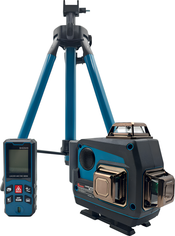 Fixonic B.H.D. BHD03 360° 16 Lens Şarjlı Yeşil Lazer Hizalama ve 80mt Lazermetre Çantalı Set - Image 1