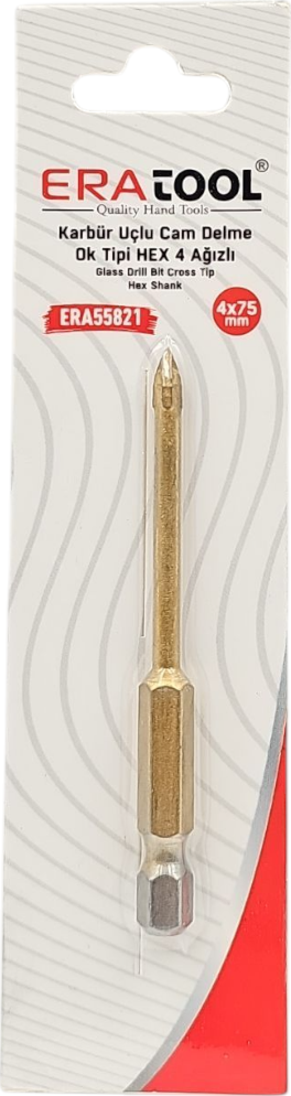 Fixonic Eratool ERA55821 4x75mm Ok Tipi 4 Ağızlı Hex Giriş Elmas Karbür Uçlu Mermer ve Seramik Delme Ucu  - Image 1