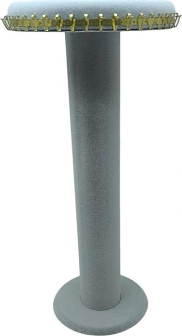 Süet Kumaş Gri Renk 35 cm Yuvarlak Model Kolye-tesbih-bileklik Standı - Image 1