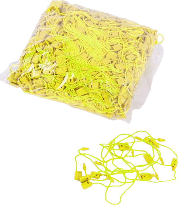 Sarı Renk Kilitli Geçmeli Etiket İpi 1.000 Adet – Plastik Kart ve Fiyat Etiketi Bağlama İpi - Image 1