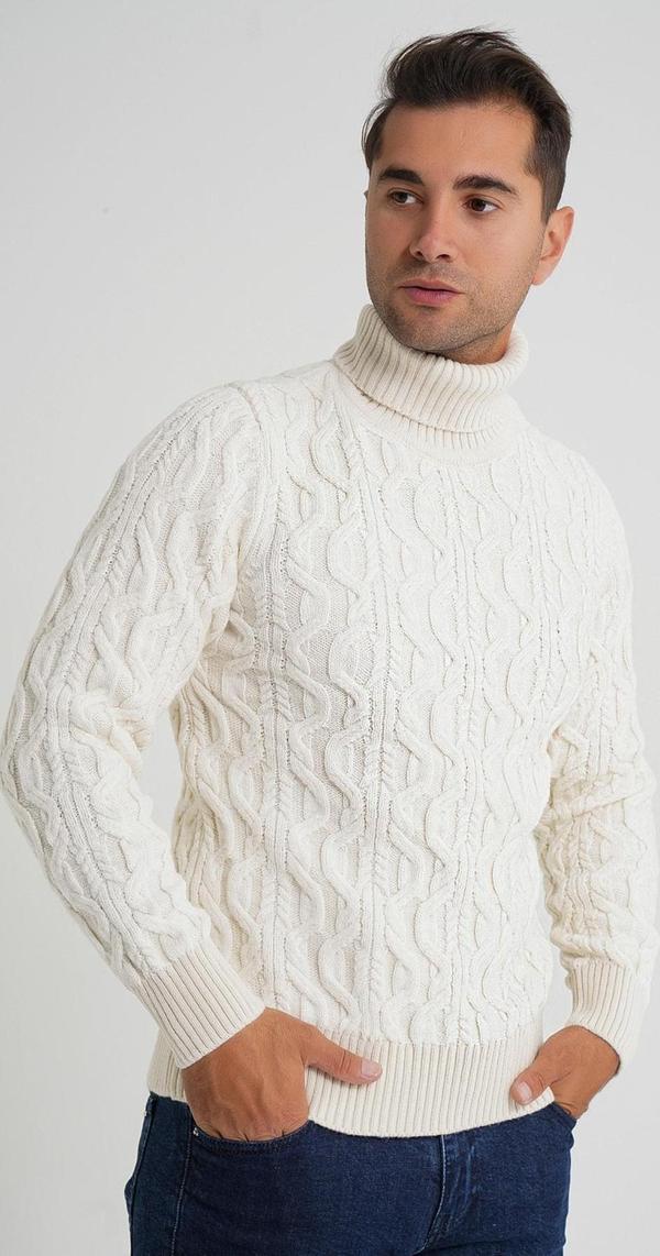 ERKEK KEMIK BALIKÇI SAÇ ÖRGÜLÜ YÜN KAZAK TRIST-5354 - Image 1