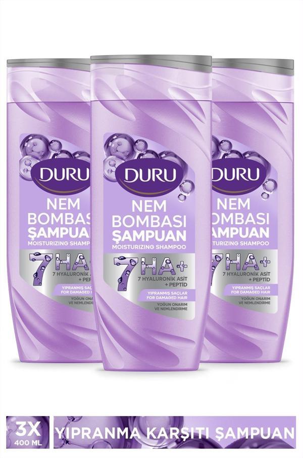 Duru Nem Bombası Yıpranmış Saçlar İçin Yoğun Onarıcı ve Nemlendirici Şampuan 3x400 Ml - Image 1