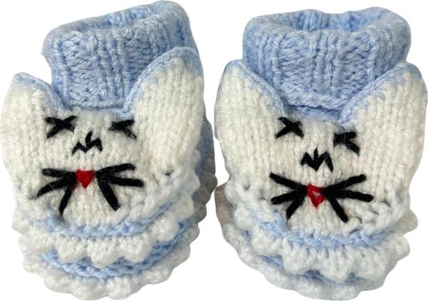 Uretti - Çiğdem 1390 6717 El Örgüsü Tavşan Desenli Mavi Bebek Patik / 12 - 24 Ay - Image 1