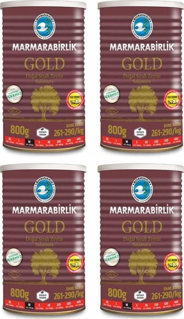 MarmaraBirlik Gold Teneke Zeytin 800 gr x 4 Adet - Image 1