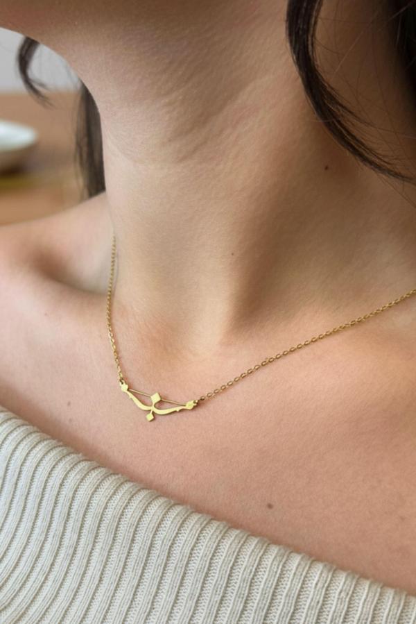 Uretti - BURCU 7427 Yay Burcu Gümüş Kolye - Gold - Image 1