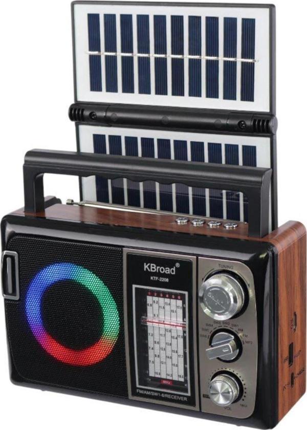 KBroad Ktf-2208 Nostalji Solar Enerjili Güneş Panelli Fm Radyo Şarj Edilebilir - Image 1