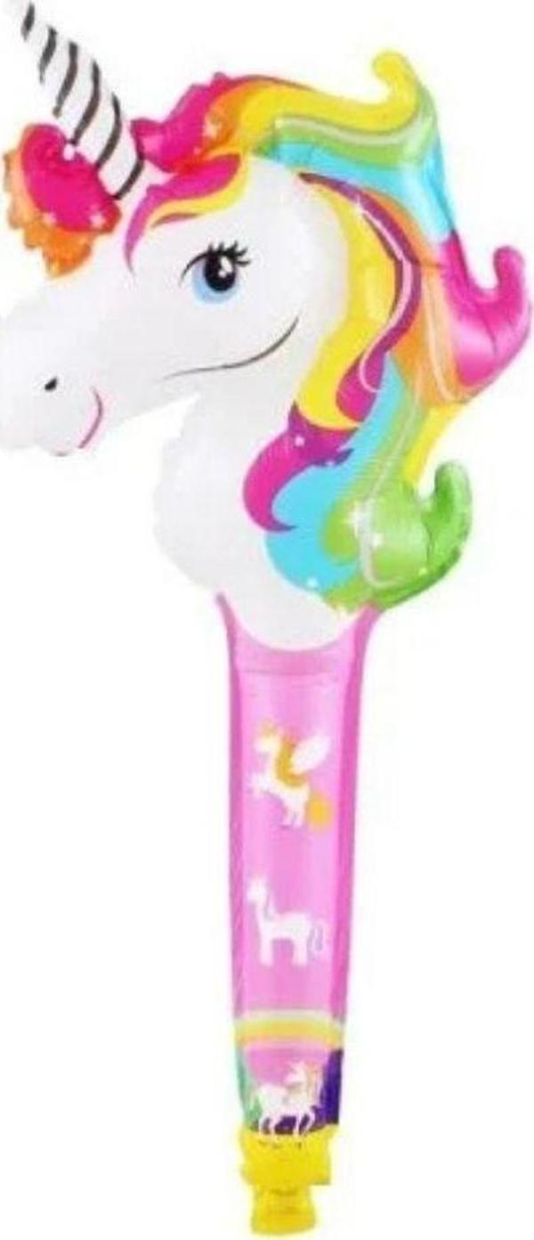 Gökkuşağı Unicorn Saplı Folyo Balon 1 Adet - Image 1