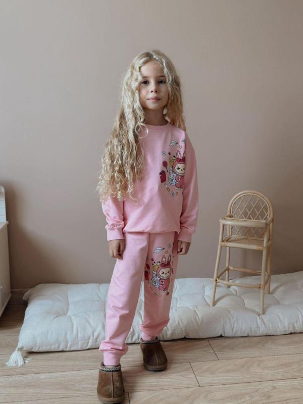 Cg Kids Labubu 2 iplik Kız Çocuk Alt Üst Süper Tarz Takım Sırt Baskılı - Image 1