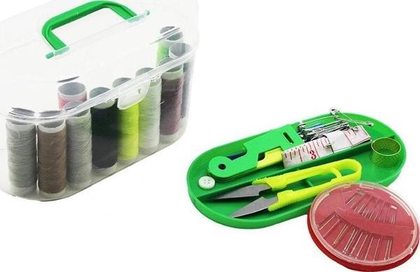 Plastik Çantalı İğne - İplik Set 10-iplik- 12-dikiş-10-ç.iğne- Mezura- Makas- İğne Geçirme- 4-çıtçıt - Image 1