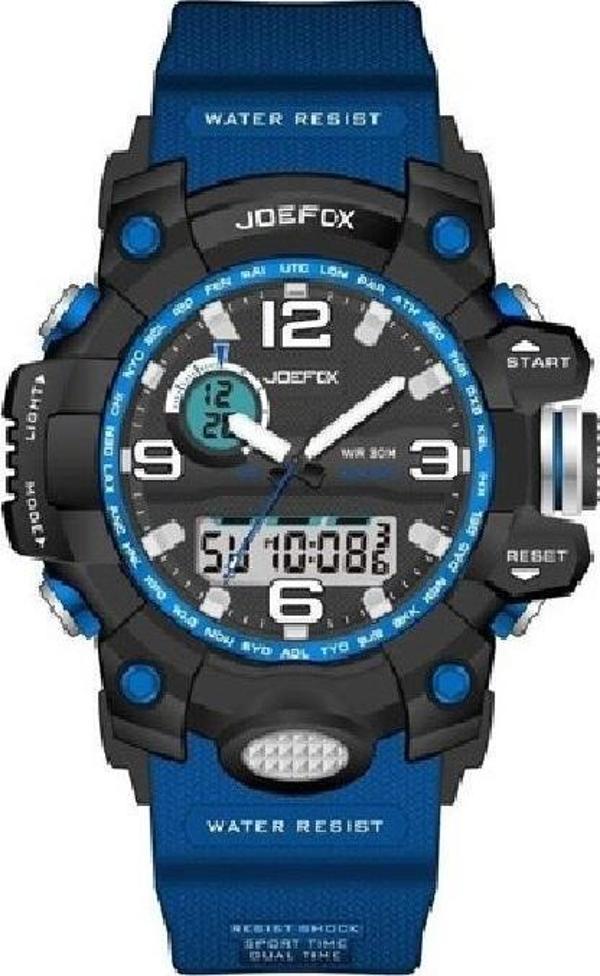 JoeFox Analog-Dijital Erkek Kol Saati, Lacivert Çelik Kordon, 3 ATM Su Dayanıklı, Çift Zaman Göstergeli, 2 Yıl Garantili - Image 1