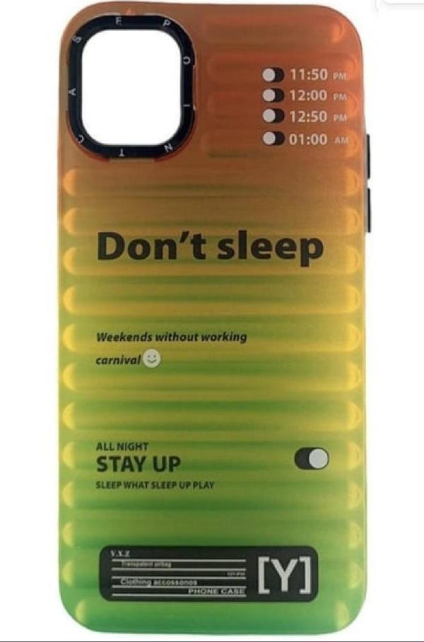 Gradyan Desenli iPhone 11 Telefon Kılıfı, Turuncu-Yeşil Renk Geçişli, Tırtıklı Doku, Gece Temalı - Image 1