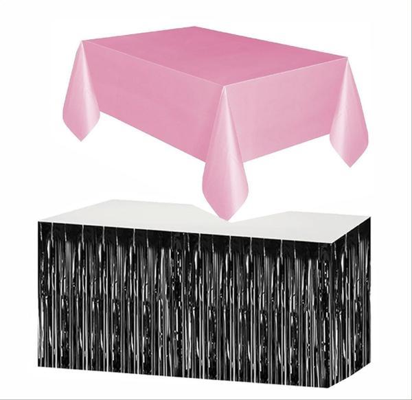 Pembe Masa Örtüsü, Siyah Masa Eteği - Image 1