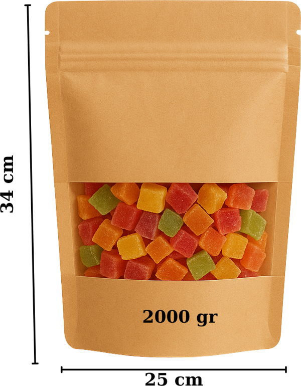 25x34  Kraft Pencereli Kilitli Doypack  50 Adet - Image 1