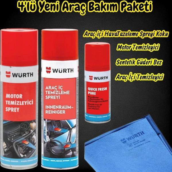 Würth Yeni Araç (Motor Temizleme,Araç İçi,Quick Fresh,Bez) Bakım Paketi 4'lü  - Image 1