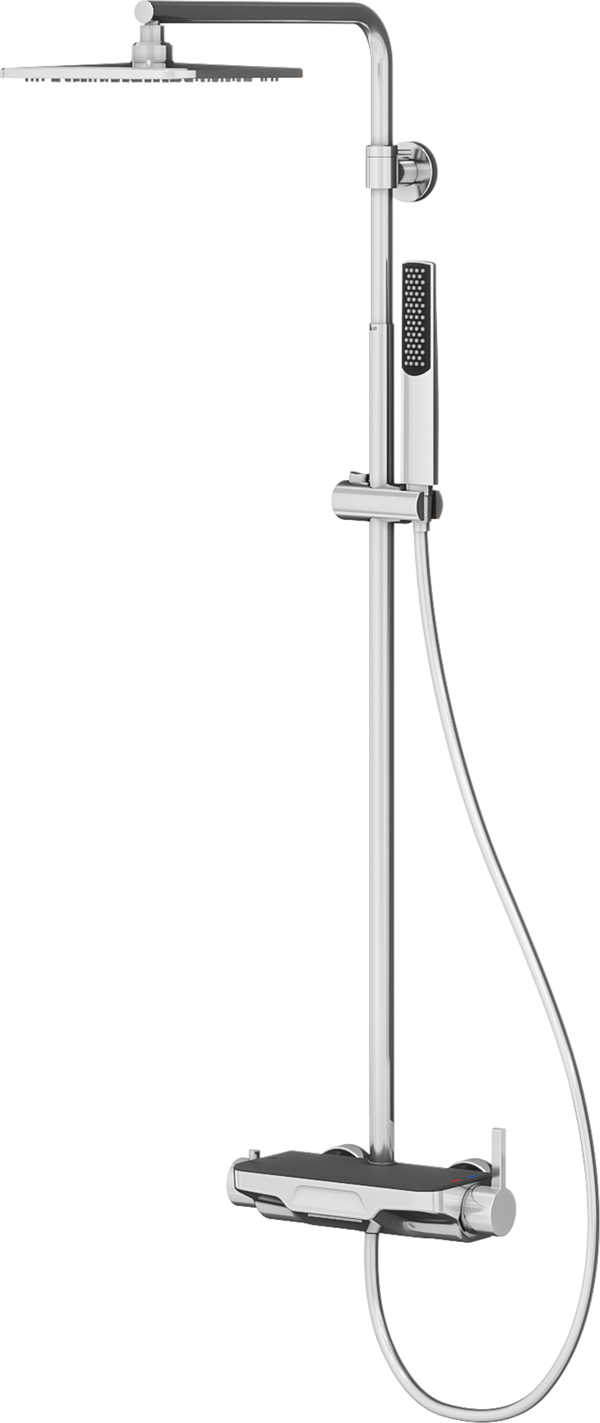 Perla Mix 3 Yönlü Duş Kolonu-Krom/Siyah Cam - Image 1