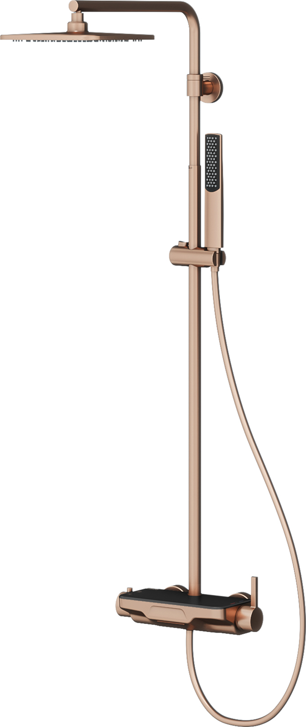 Perla Mix 3 Yönlü Duş Kolonu-Rose Gold/Siyah Cam - Image 1