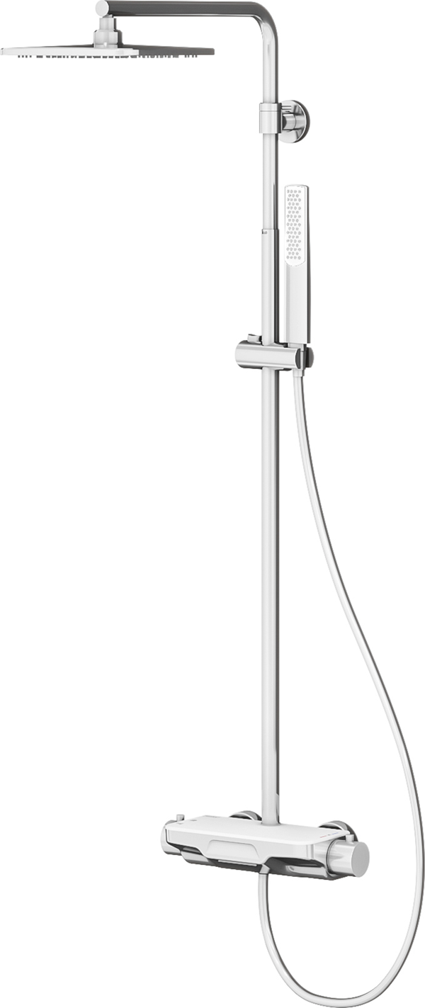 Perla Termostatik 3 Yönlü Duş Kolonu-Krom/Beyaz Cam - Image 1