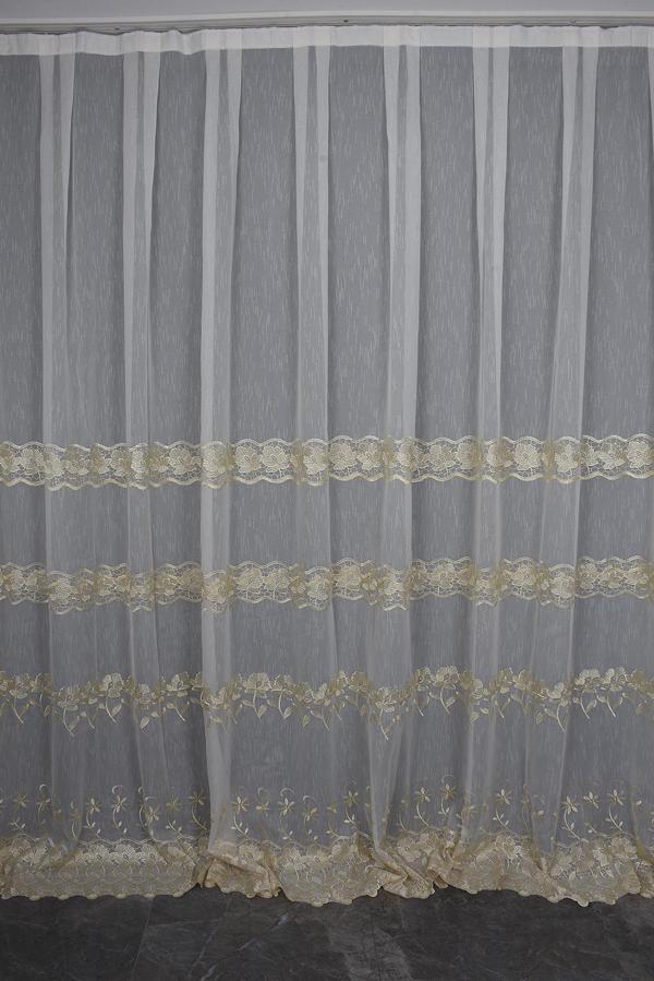 NAKIŞ 3 MODEL KREM KREM RENK TEK KANAT Hazır dikilmiş Pileli Fon Perde 300*260 cm - Image 1