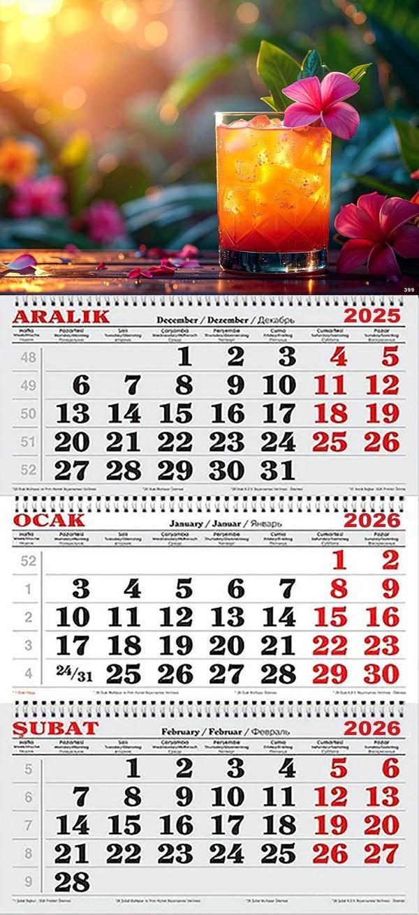 2026 Yılı Gemici Takvimi- Buz Gibi Kokteyl ve Çiçekler - Image 1