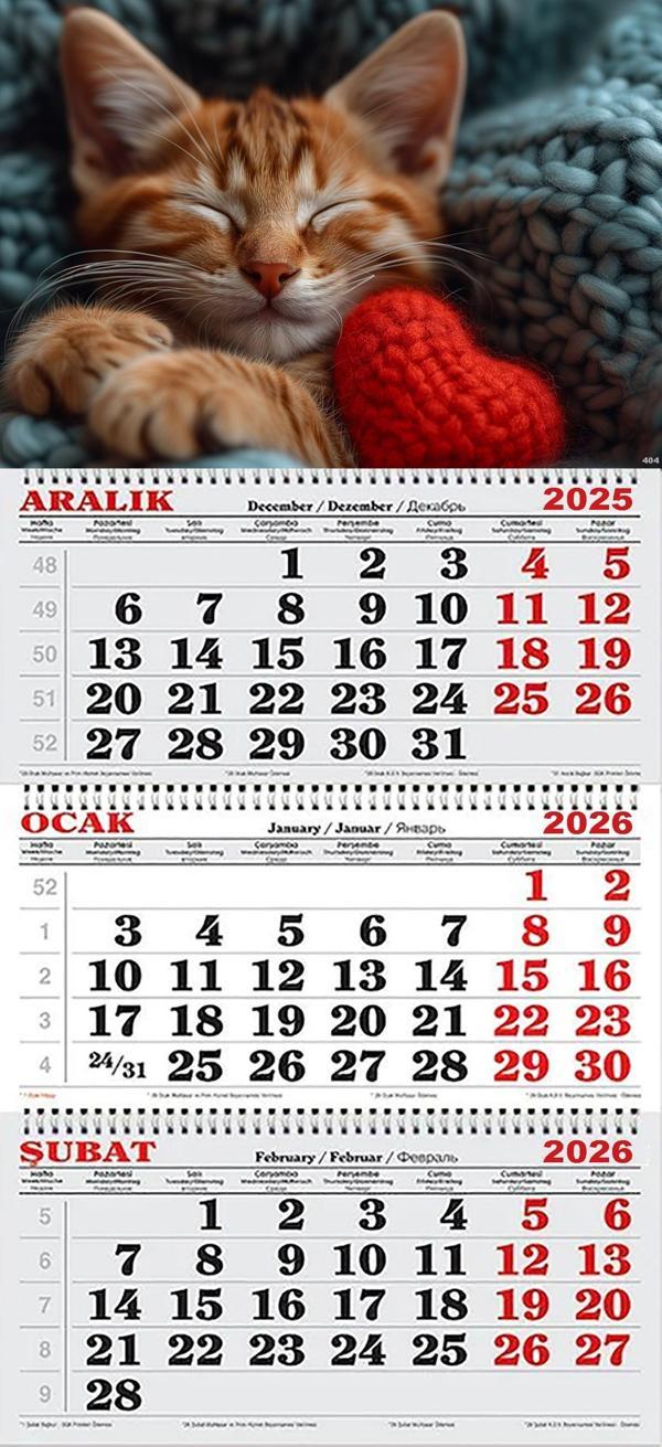 2026 Yılı Gemici Takvimi- Uyuyan Kedi ve Kalp - Image 1