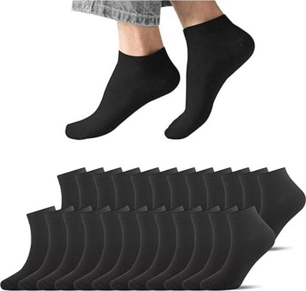 B Beşiroğlu Since 1980 12 Çift Erkek Kadın Kısa Bilek Rahat İnce Patik Pamuk Çorap Siyah Beyaz - Image 1