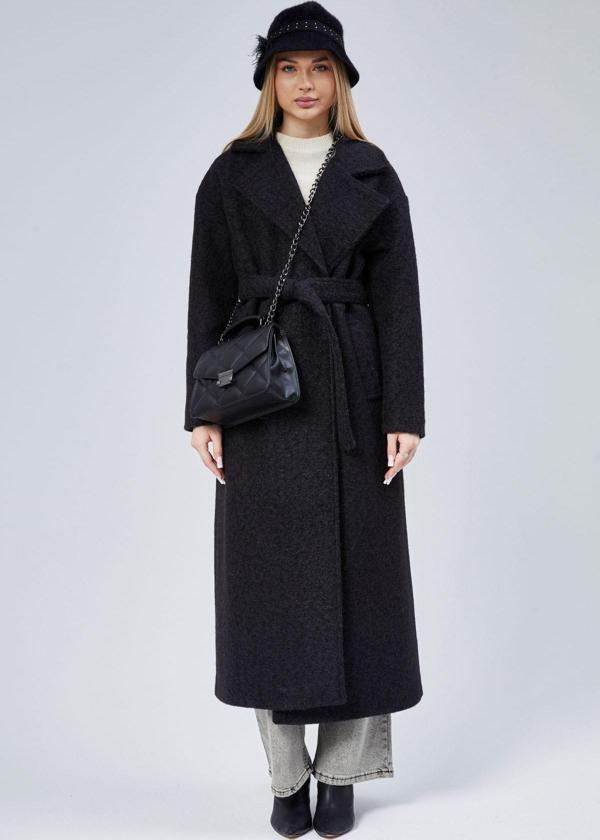 Siyah Buklet Kaşe Oversize Kaban - Image 1