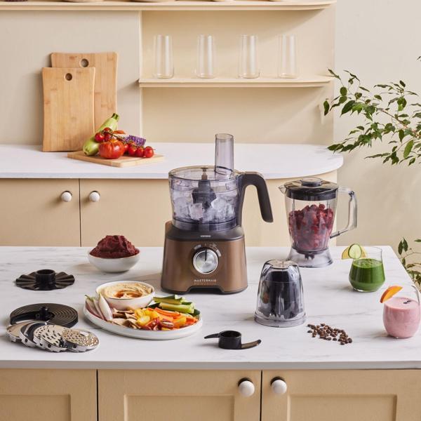 Karaca Mastermaid Power Max 11 in 1 Mutfak Robotu Walnut Brown 2500W - Image 1