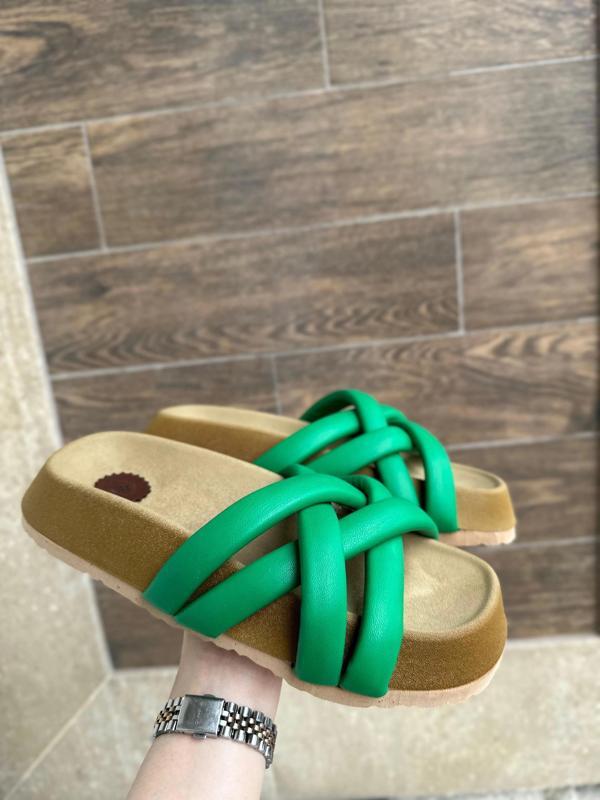 BİÇOMİ Tenda Yeşil Cilt Terlik - Image 1