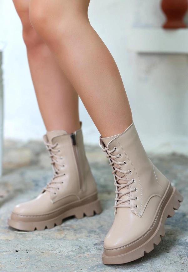 BİÇOMİ Orge Nude Cilt Bağcıklı Bot - Image 1