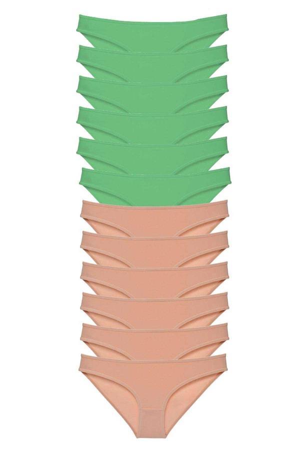 biçomi 12 adet Süper Eko Set Likralı Kadın Slip Külot Yeşil Ten - Image 1