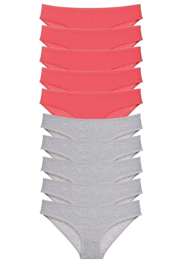 biçomi 10 adet Süper Eko Set Likralı Kadın Slip Külot Fuşya Gri - Image 1