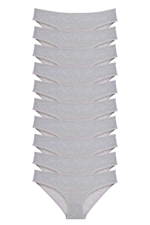 biçomi 10 adet Süper Eko Set Likralı Kadın Slip Külot Gri - Image 1