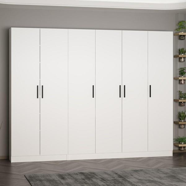 Minar Kale 210 Cm 6 Kapaklı 4B Raf Portmanto Beyaz - Image 1