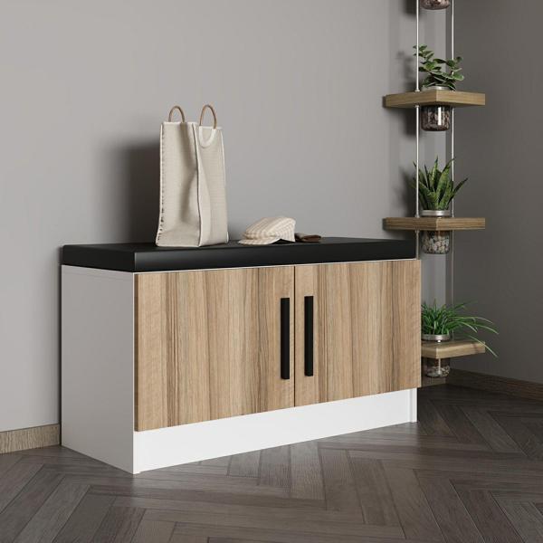 Minar Kale Ayakkabılık Minderli Beyaz Dore - Image 1