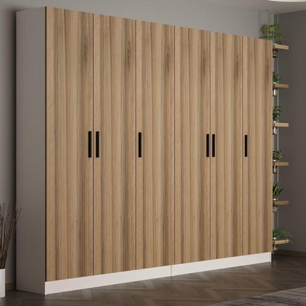 Minar Kale 210 Cm 6 Kapaklı 2B Raf Portmanto Beyaz Dore - Image 1