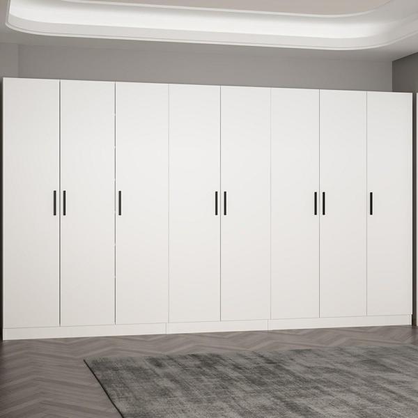 Minar Kale 210 Cm 8 Kapaklı 4B Raf Portmanto Beyaz - Image 1